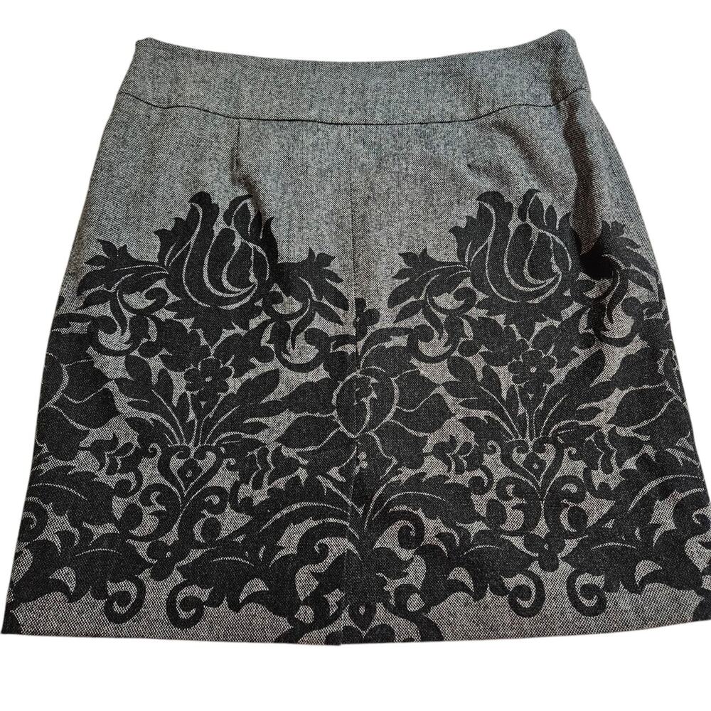 Rafaella Women's Skirt Size 16 Wool Blend Black And Gray Side Zip Back Slit